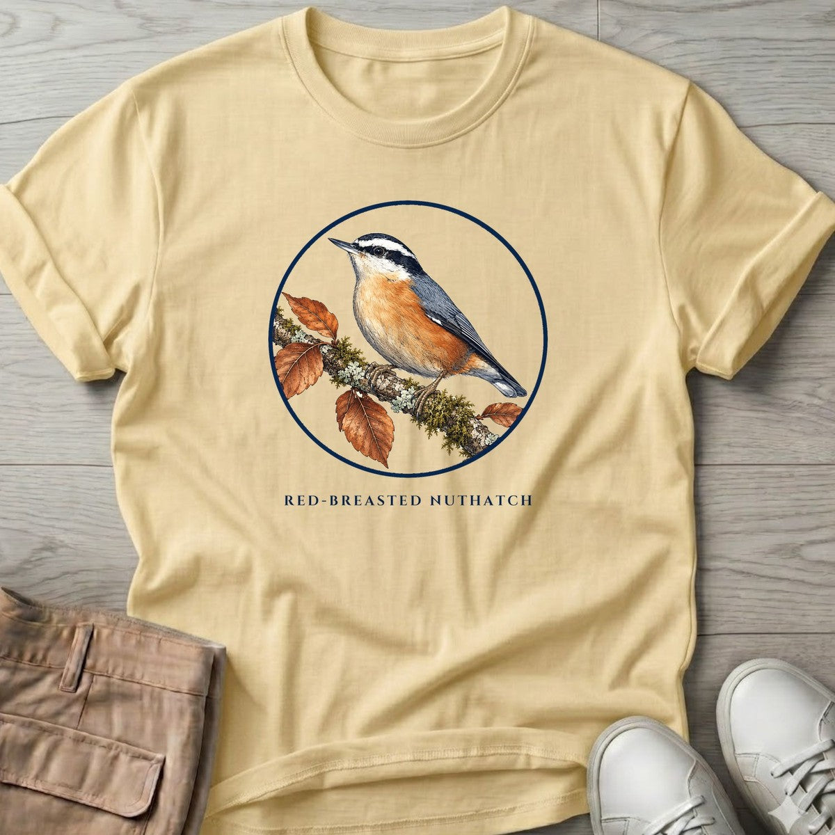 Red-breasted Nuthatch T-Shirt in Cornsilk