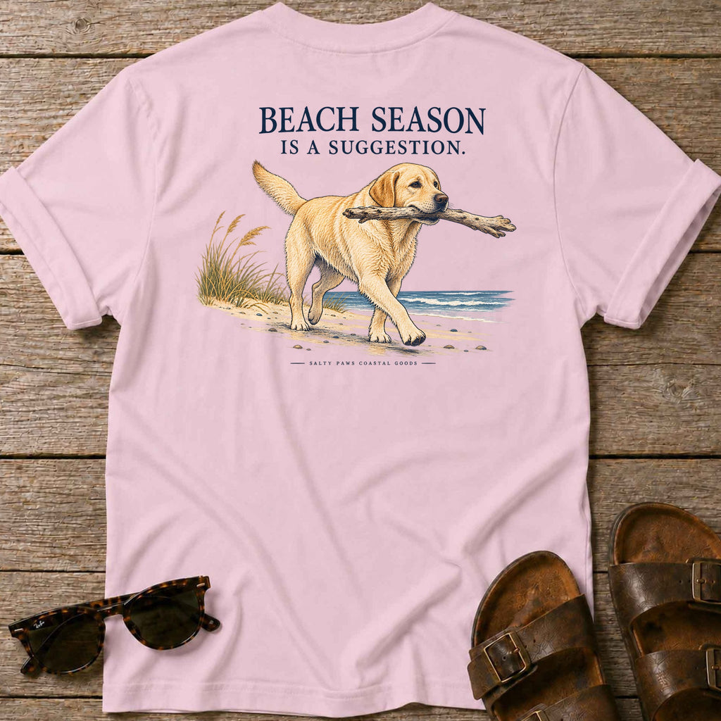 Beach Season Is a Suggestion Back Design T-Shirt in Light Pink