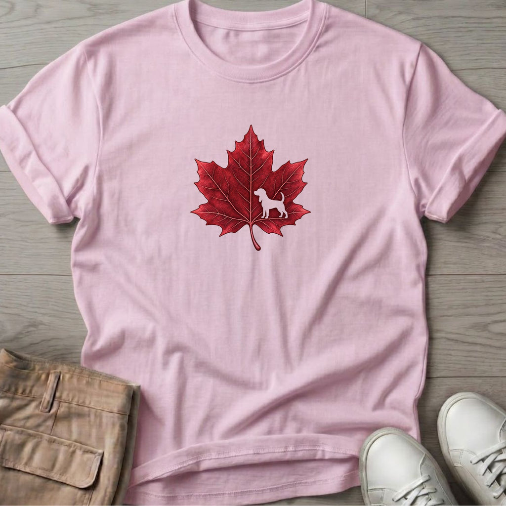 Beagle Leaf T-Shirt in Light Pink, Salty Paws coastal t-shirt