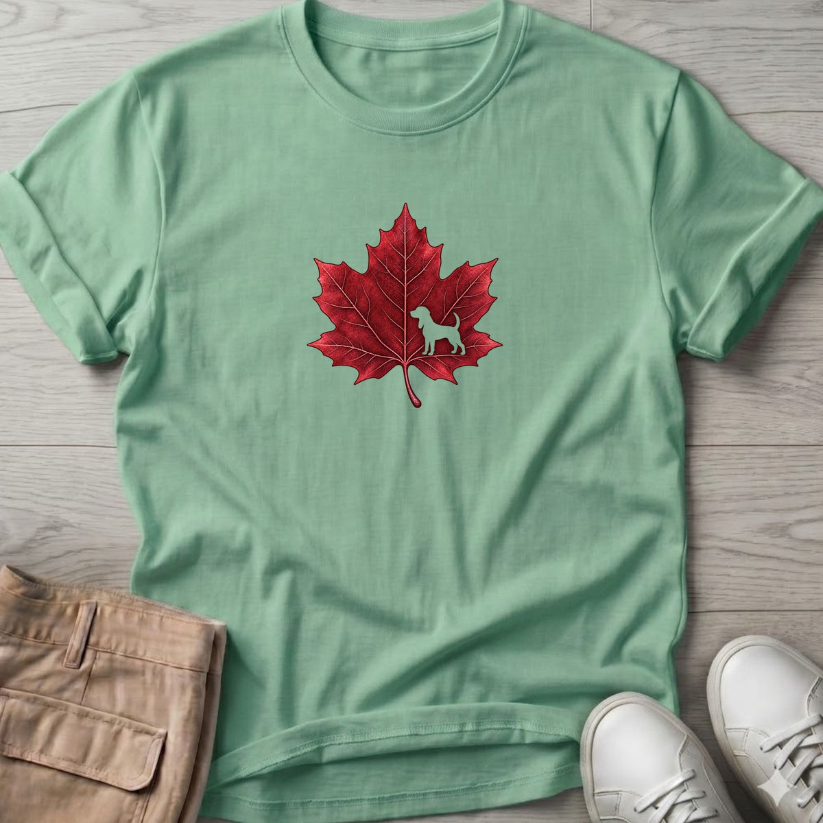 Beagle Leaf T-Shirt in Mint Green, Salty Paws coastal t-shirt