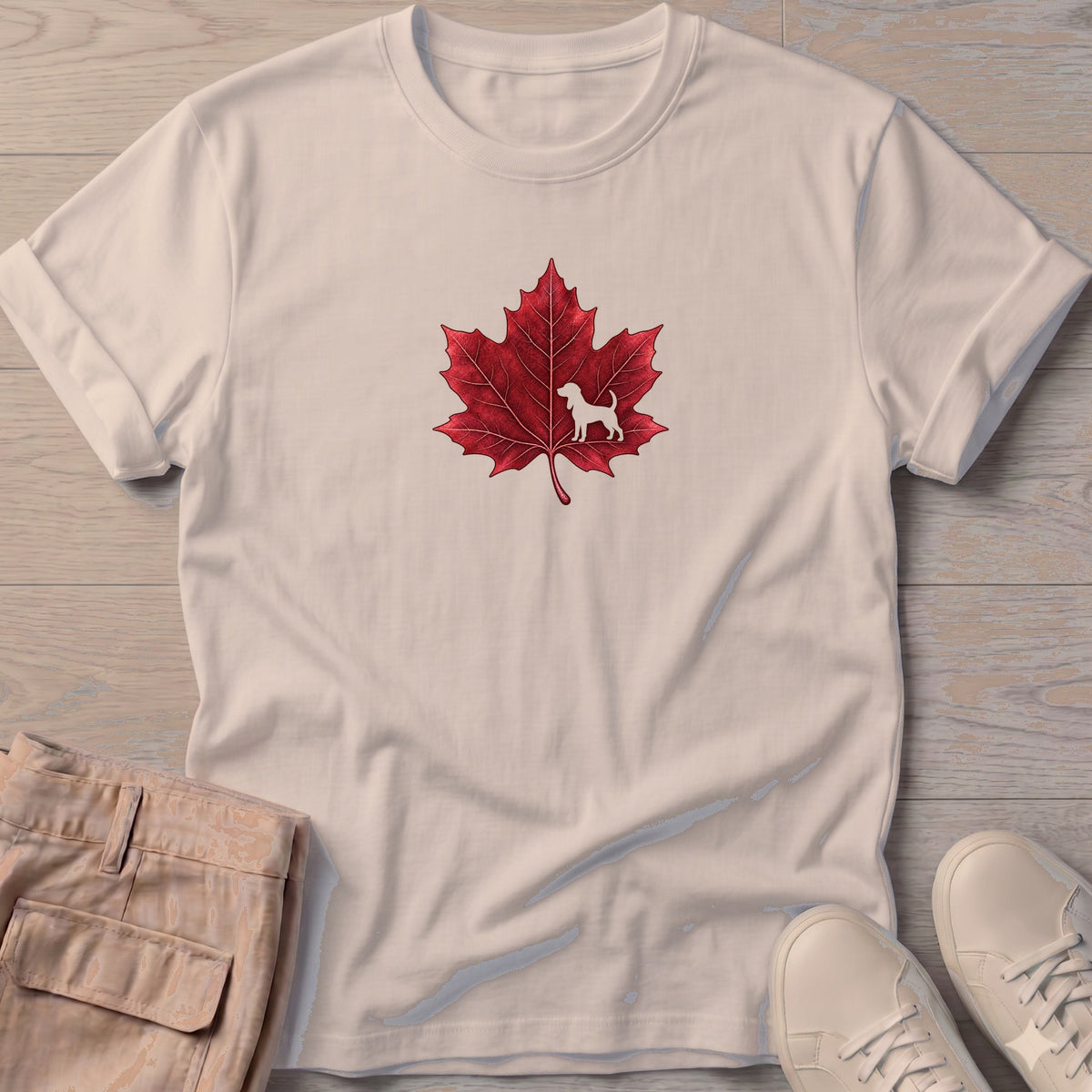 Beagle Leaf T-Shirt in Sand, Salty Paws coastal t-shirt