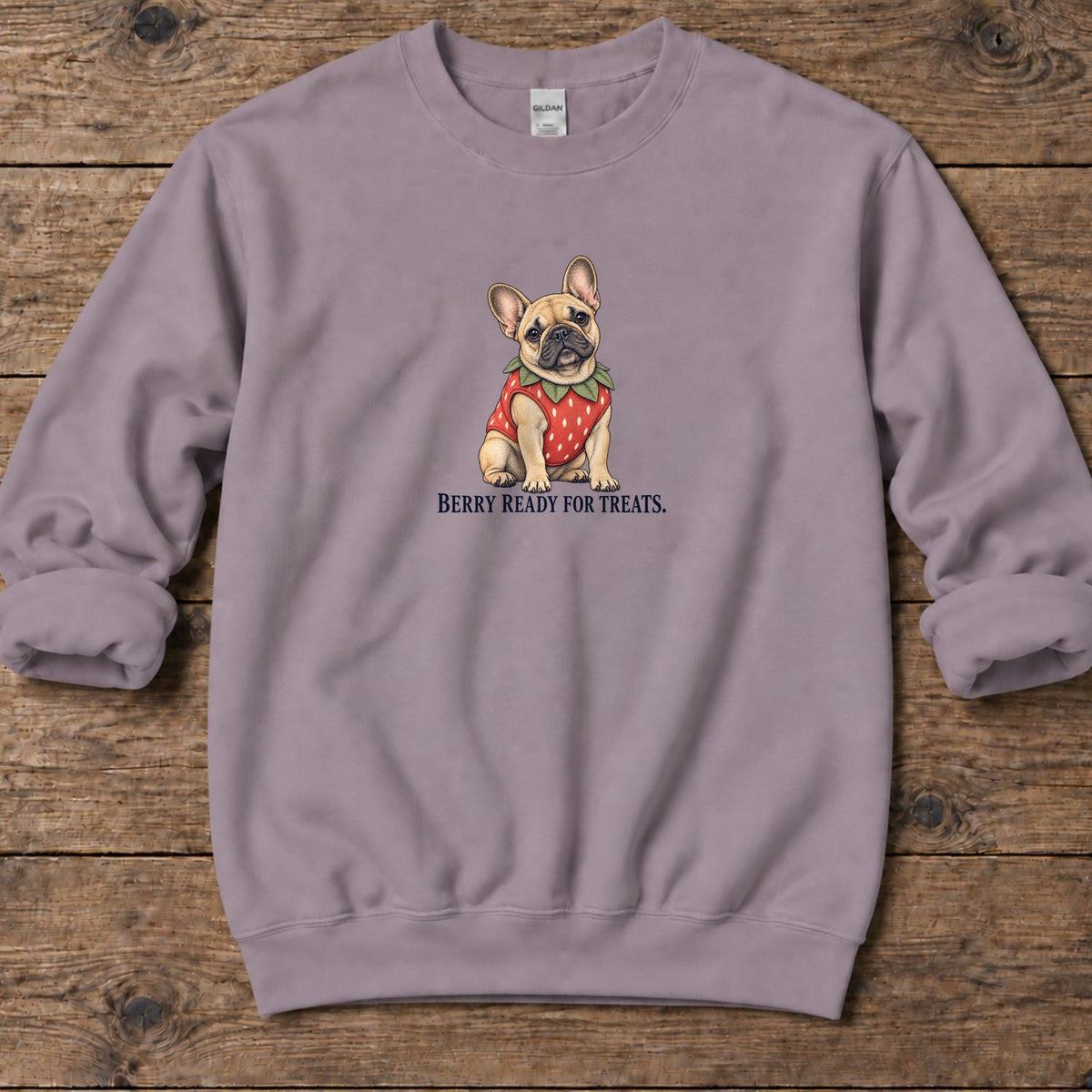 Berry Ready for Treats Strawberry Frenchie Midweight Sweatshirt in Paragon, Salty Paws coastal sweatshirt