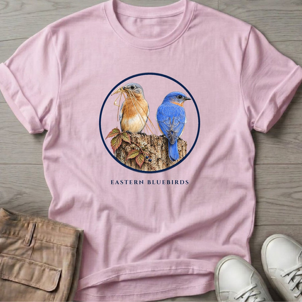 Eastern Bluebirds T-Shirt in Light Pink