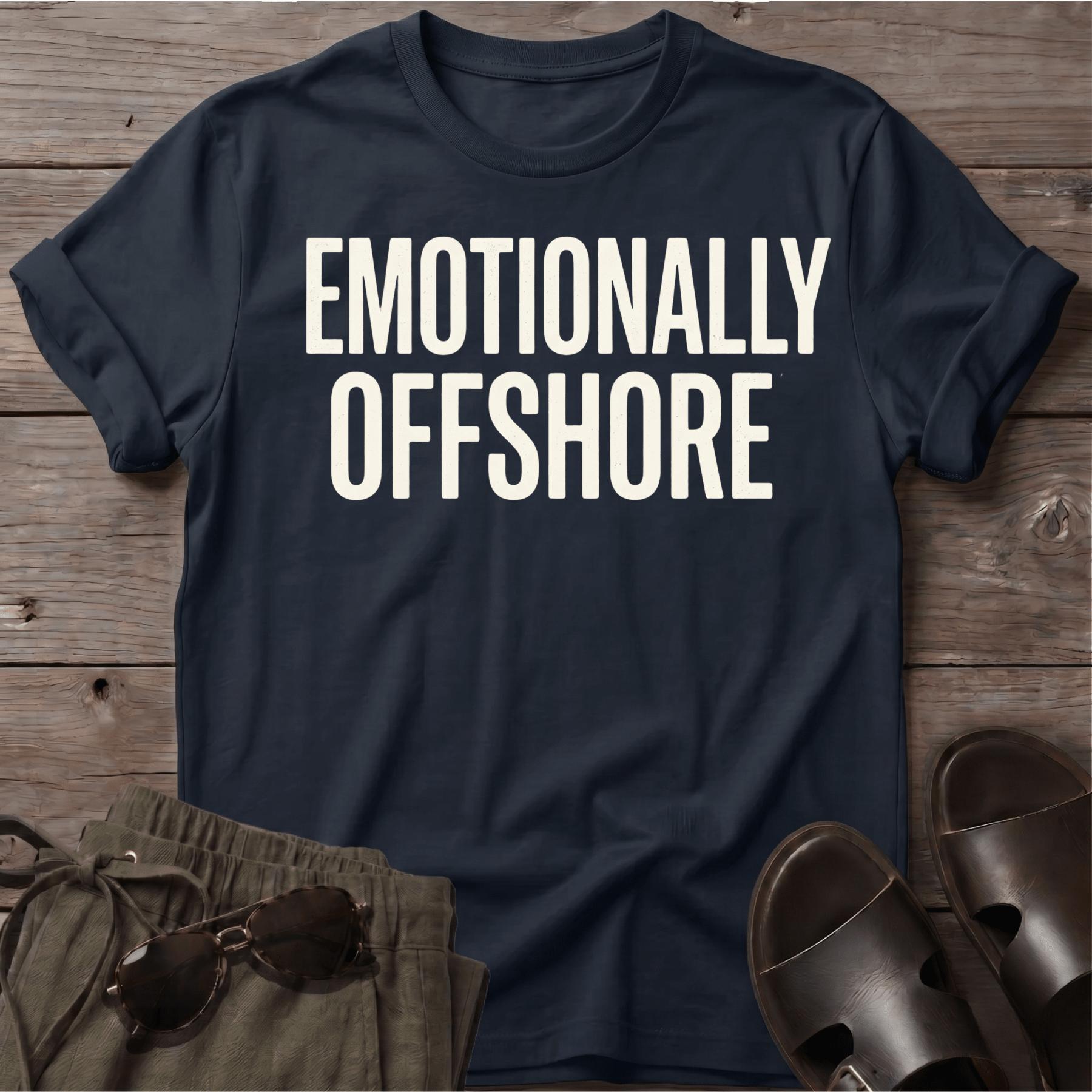Emotionally Offshore T-Shirt — Beach Line Art Tee - coastal graphic t-shirt, Salty Paws