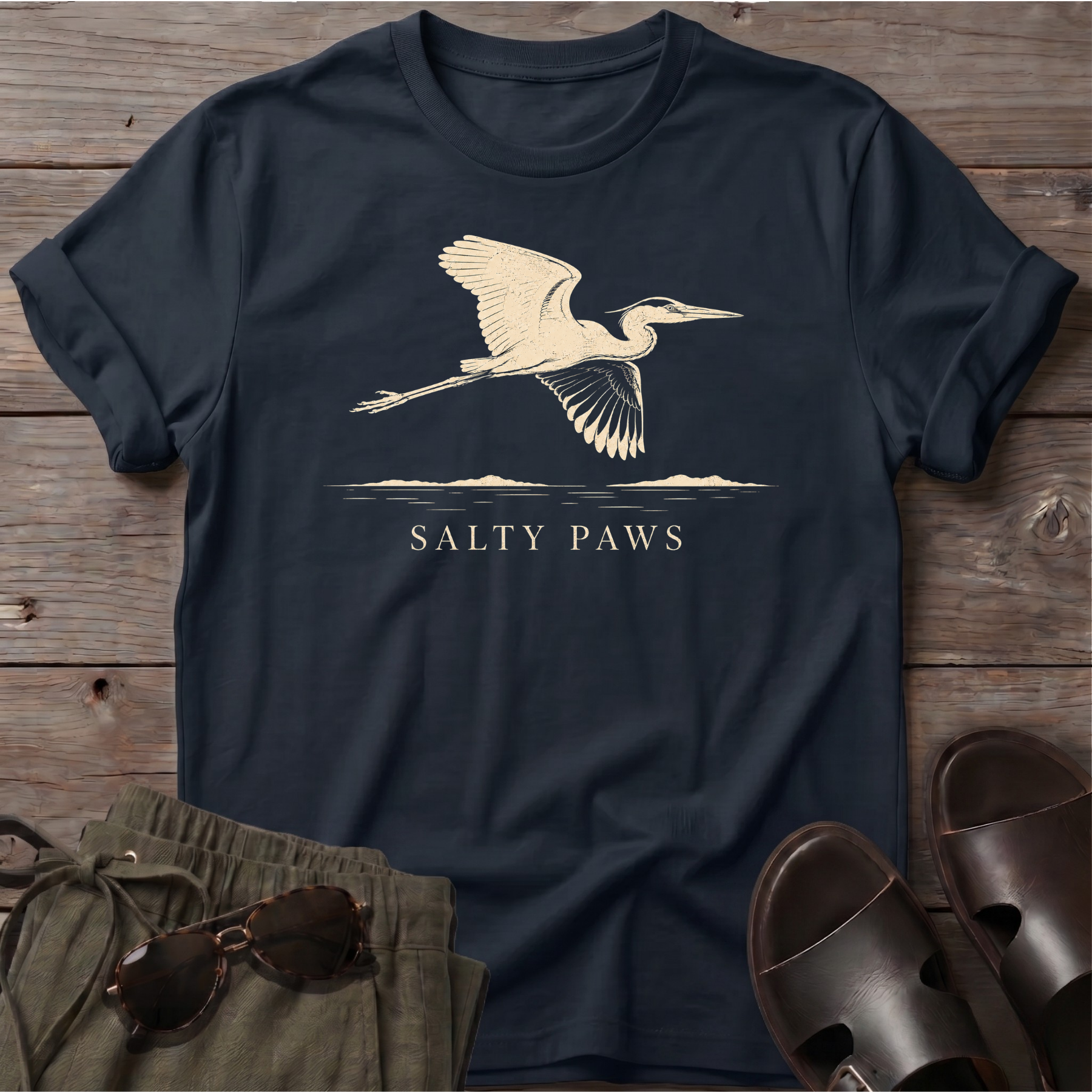 Great Heron Flight T-shirt (front)