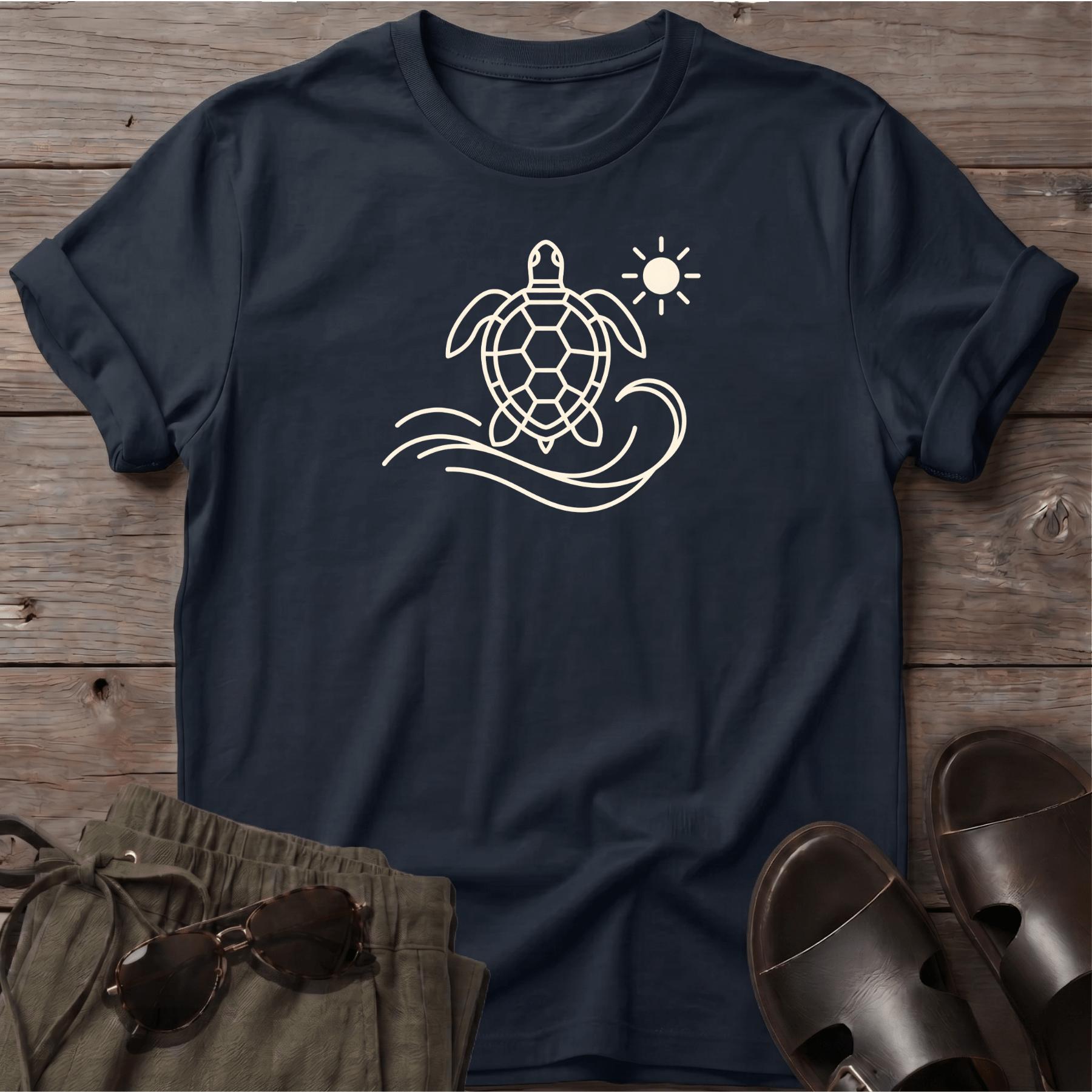 Sea Turtle Beach Ocean Line Art Tee - coastal graphic t-shirt, Salty Paws