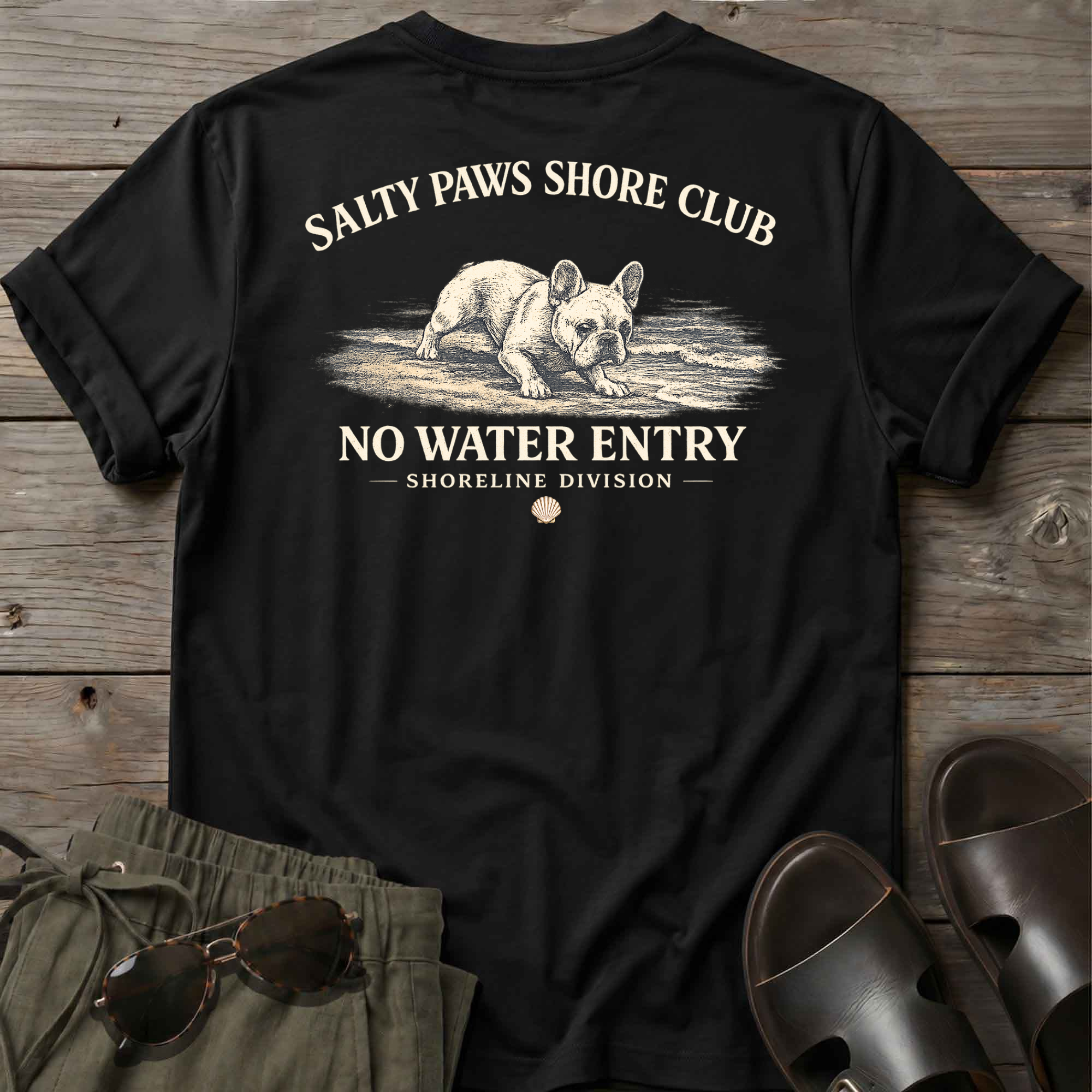 No Water Frenchie Back Design T-Shirt