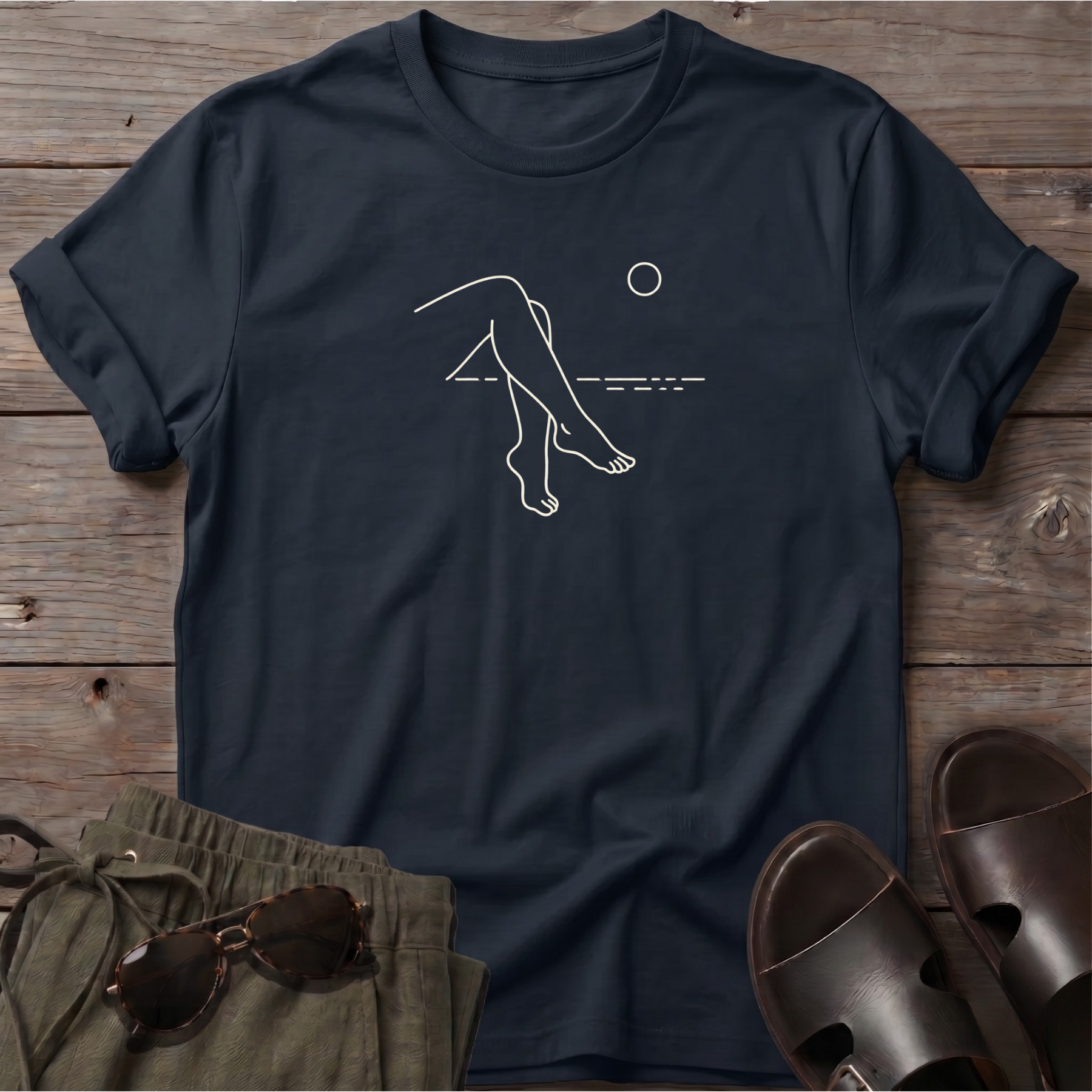 Legs 2 Dog Beach Ocean Line Art Tee