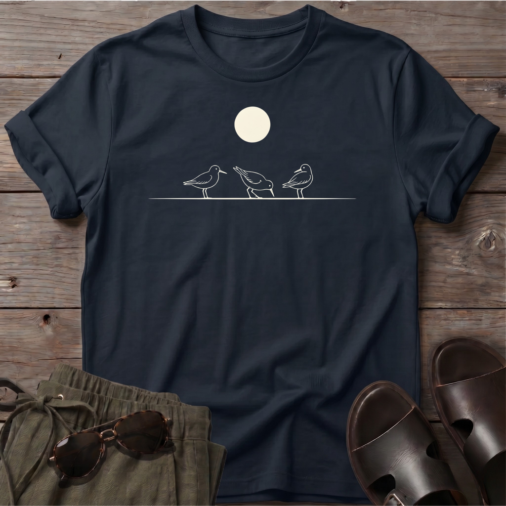 3 Shorebirds Moon T-Shirt – Beach Lover Coastal Apparel Tee