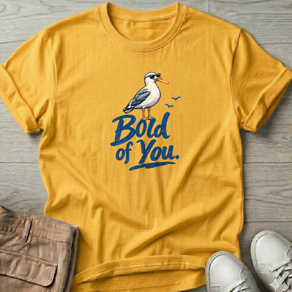 Bold of You Seagull T-Shirt in Daisy, Salty Paws coastal t-shirt