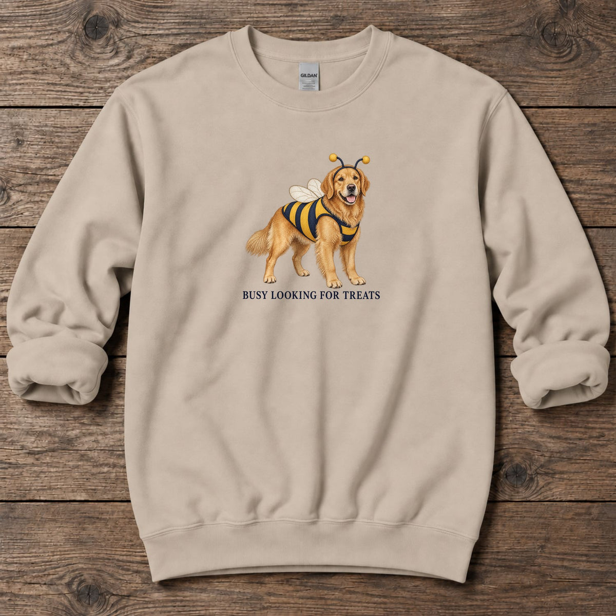 Busy Looking for Treats Golden Midweight Sweatshirt in Sand, Salty Paws coastal sweatshirt