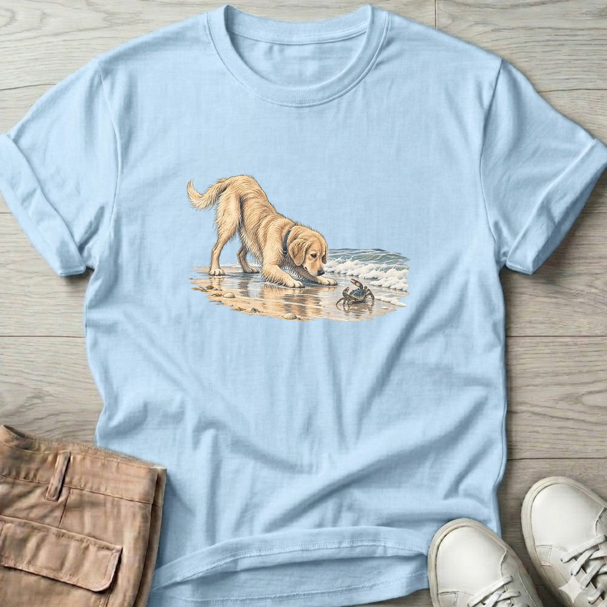 Golden and the Crab T-Shirt in Light Blue