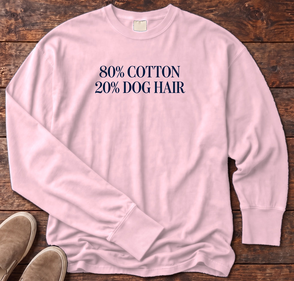 80% Cotton 20% Dog Hair Long Sleeve Tee in Blossom, Salty Paws Comfort Colors Long Sleeve Tee, front design flat lay