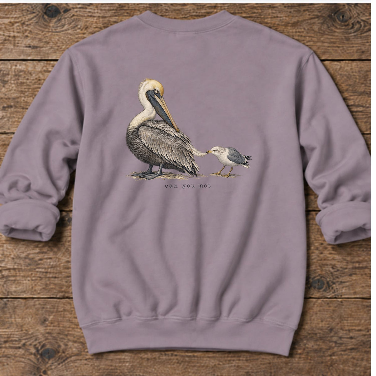 Can You Not Pelican Back Design Midweight Sweatshirt in Paragon, Salty Paws Midweight Sweatshirt, back design flat lay