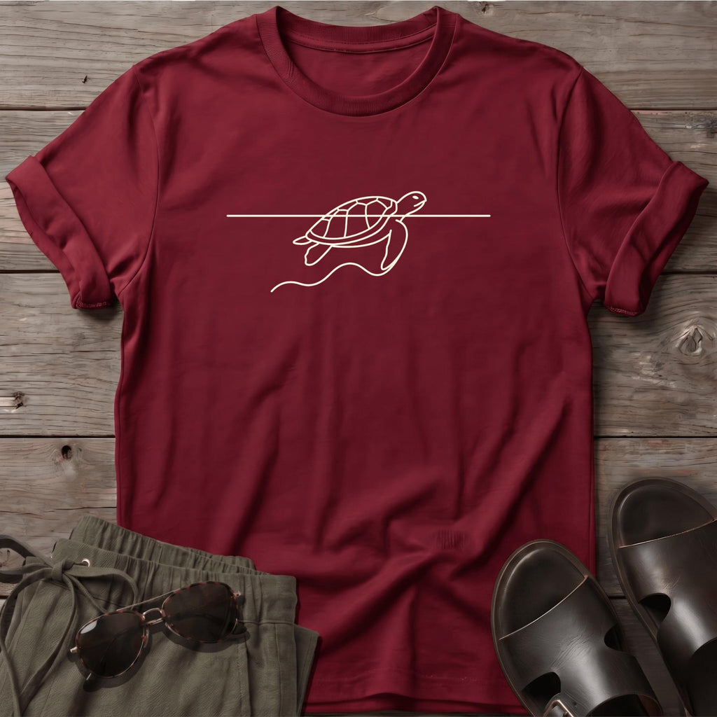 Sea Turtle Waves Beach Ocean Line Art Tee - coastal graphic t-shirt, Salty Paws