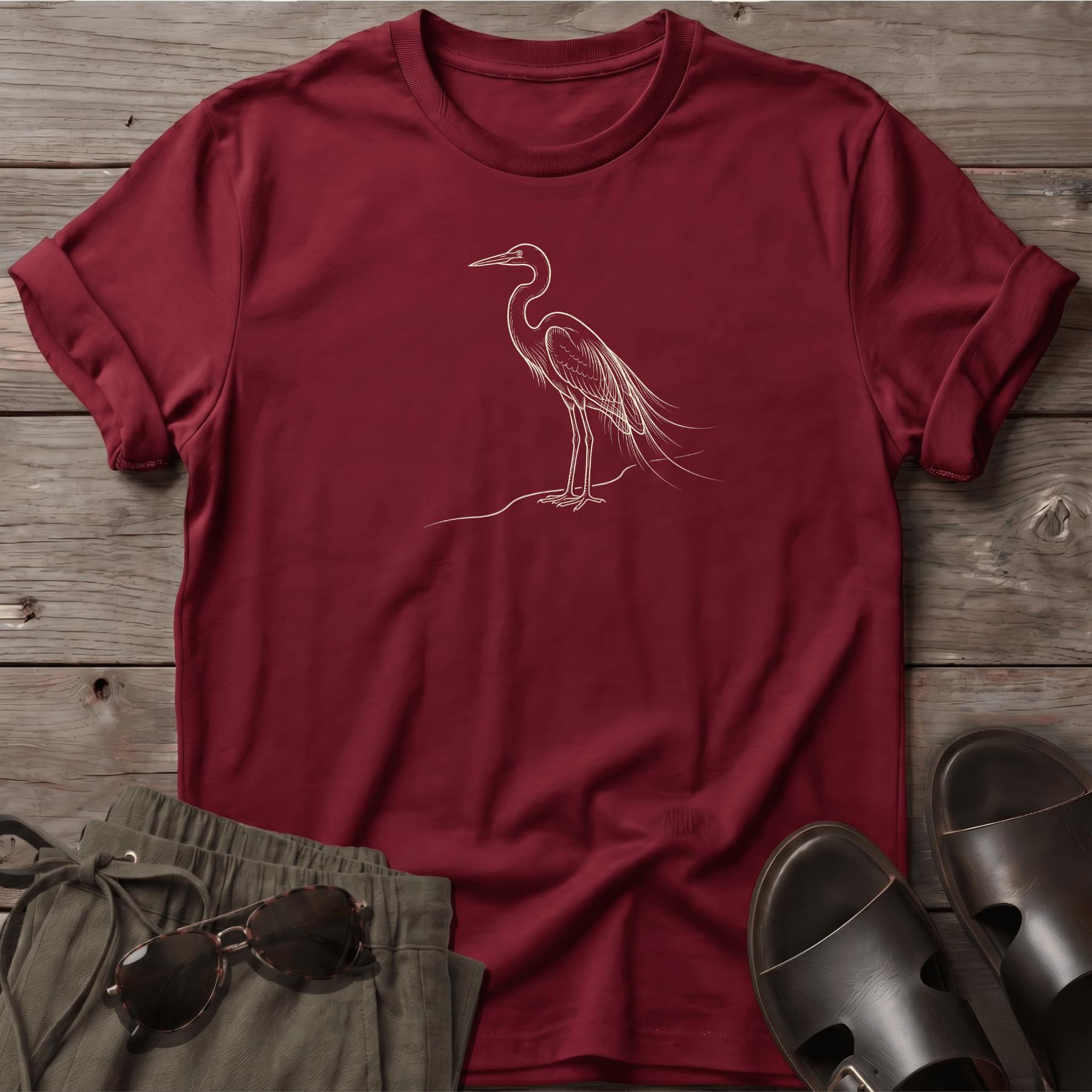 Great Egret Coastline Ease Beach - coastal bird graphic t-shirt, Salty Paws