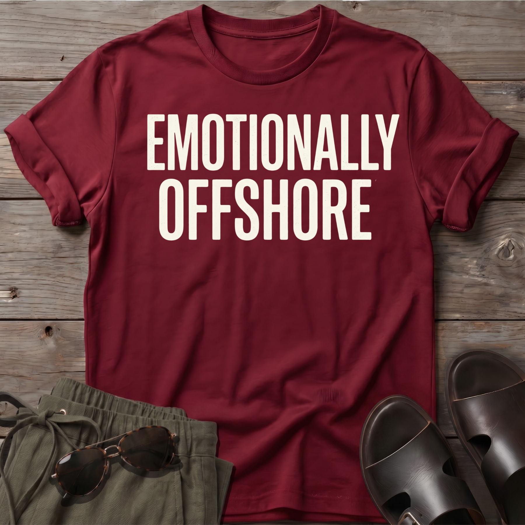 EMOTIONALLY OFFSHORE T-Shirt — Beach Line Art Tee