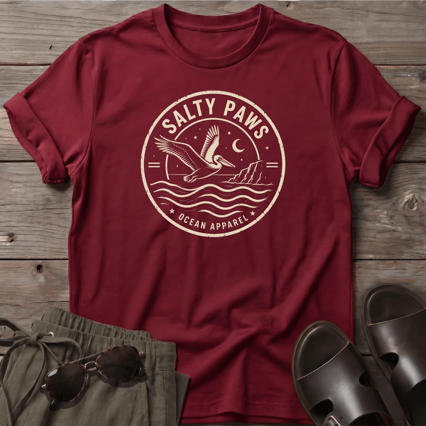 Salty Paws Crest Heron T-Shirt - coastal graphic t-shirt, Salty Paws
