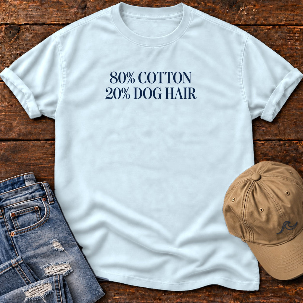 80% Cotton 20% Dog Hair T-Shirt in Chambray, Salty Paws Comfort Colors T-Shirt, front design flat lay