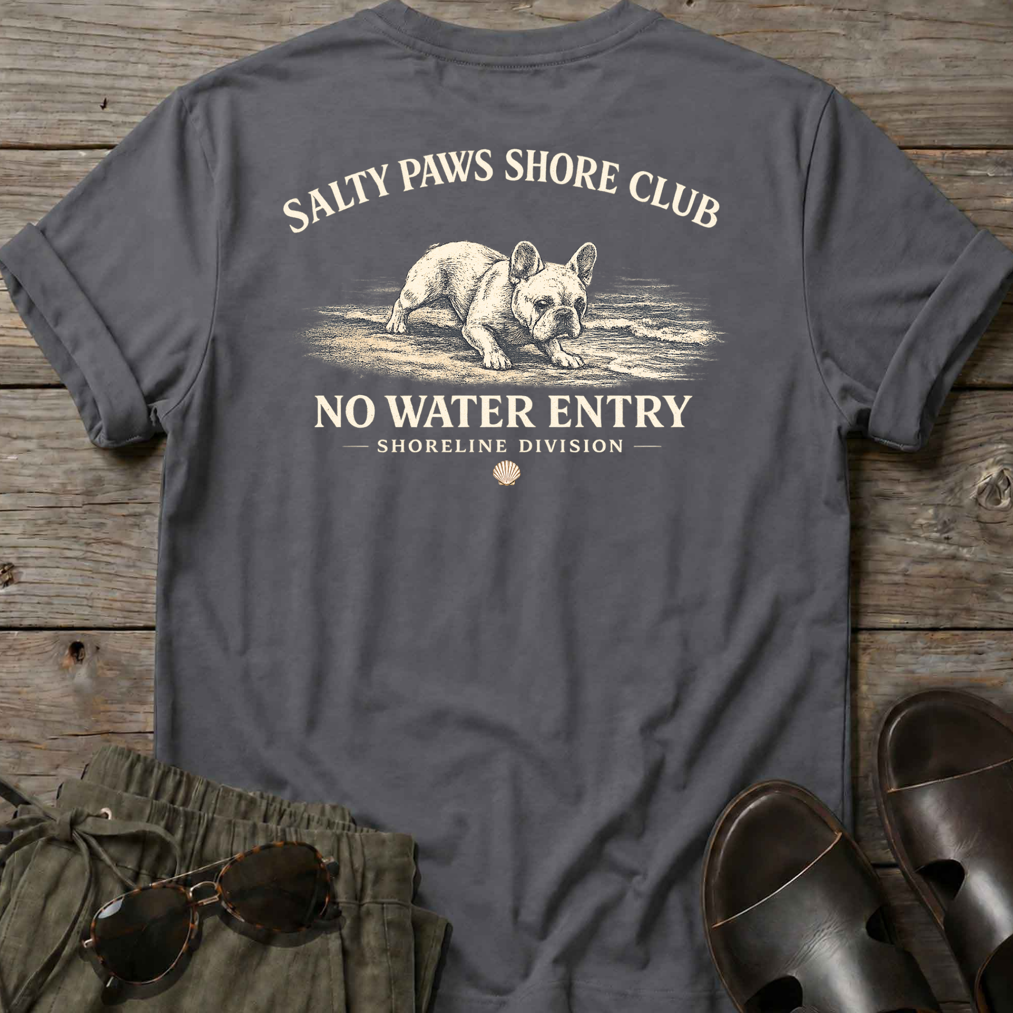 No Water Frenchie Back Design T-Shirt