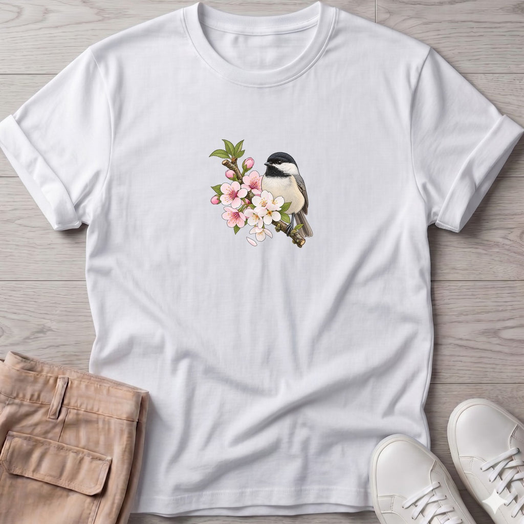 Chickadee Blossom T-Shirt in White