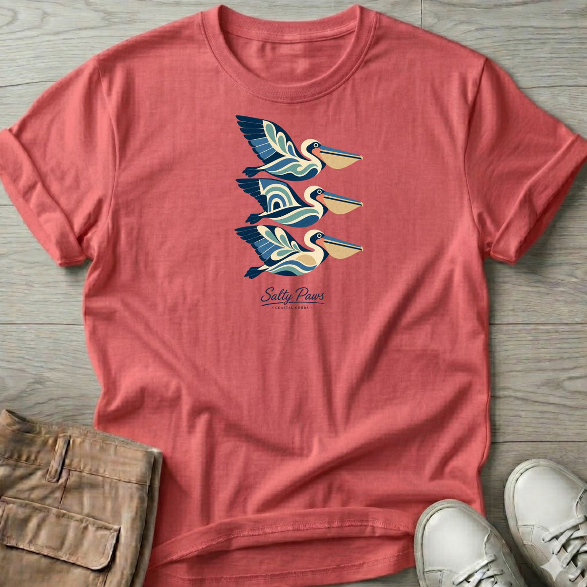 3 Pelicans Illustration T-Shirt