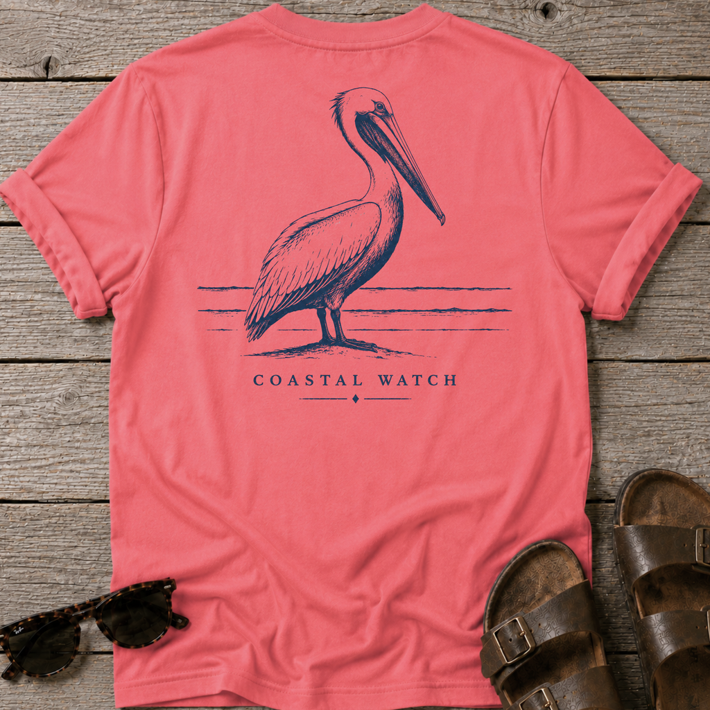 Coastal Watch Pelican BACK DESIGN T-Shirt