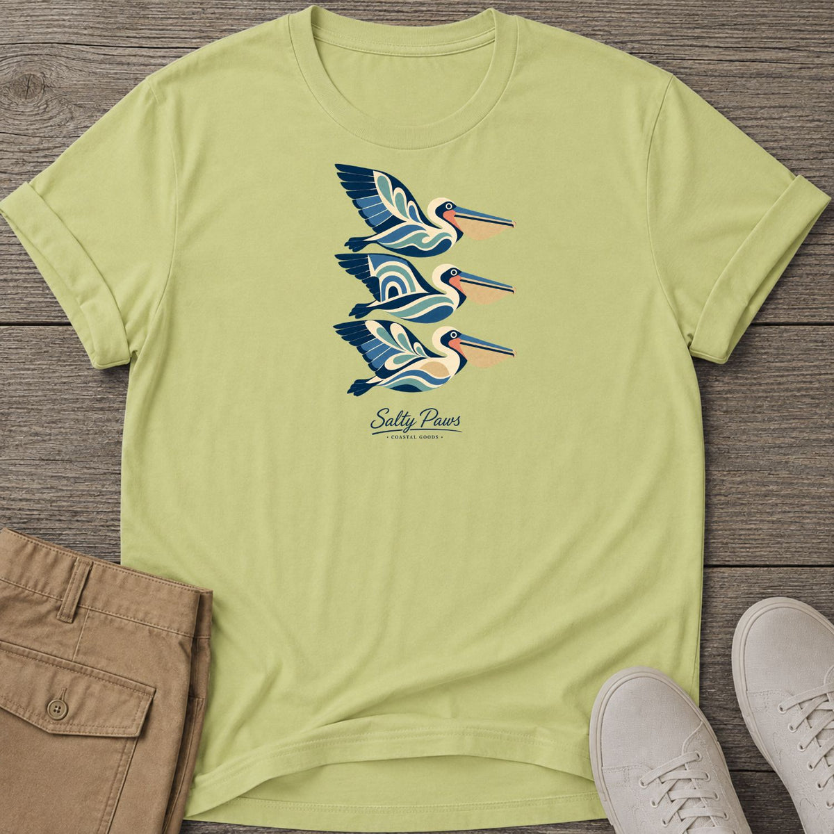 3 Pelicans Illustration T-Shirt