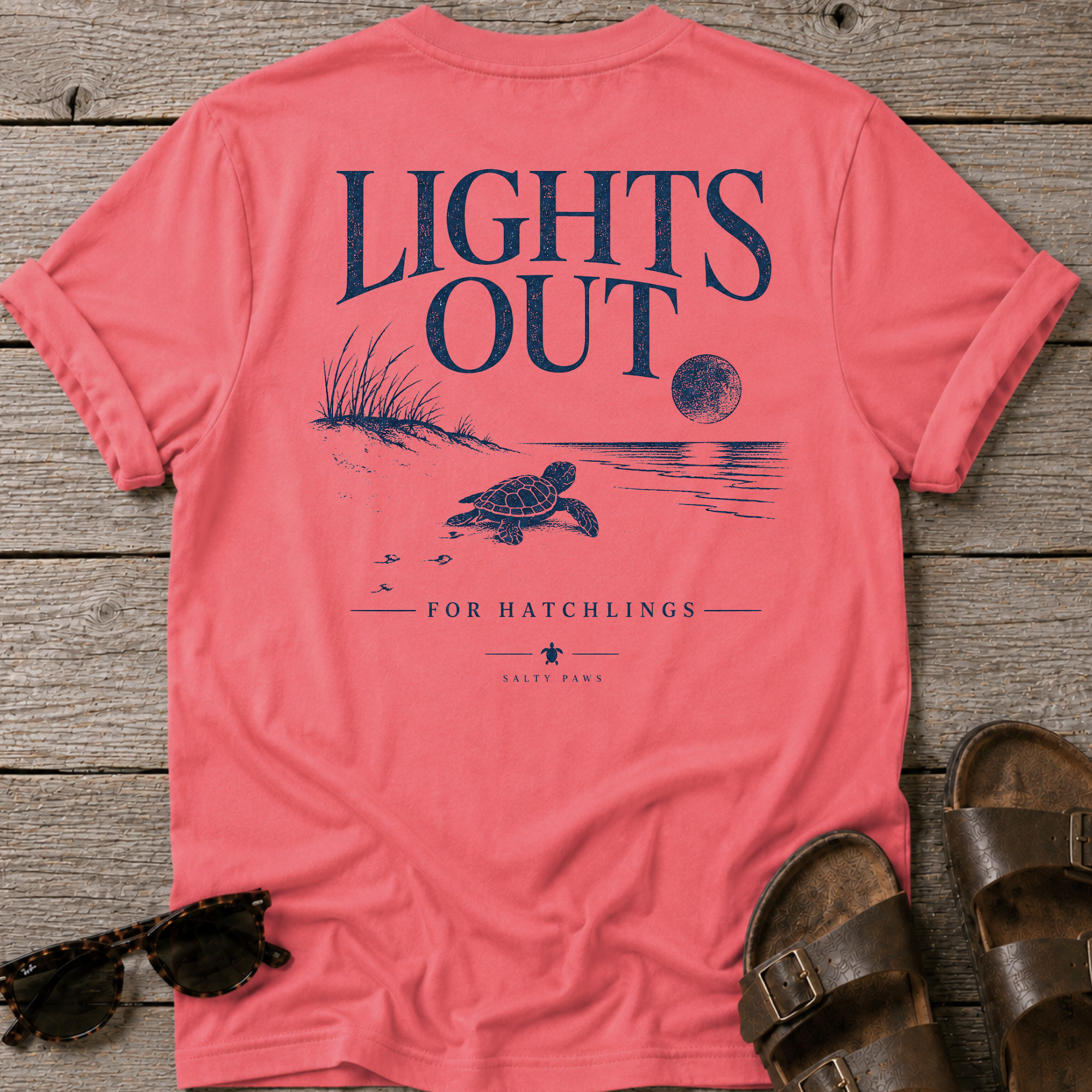Lights Out Turtle Hatchling BACK DESIGN T-Shirt