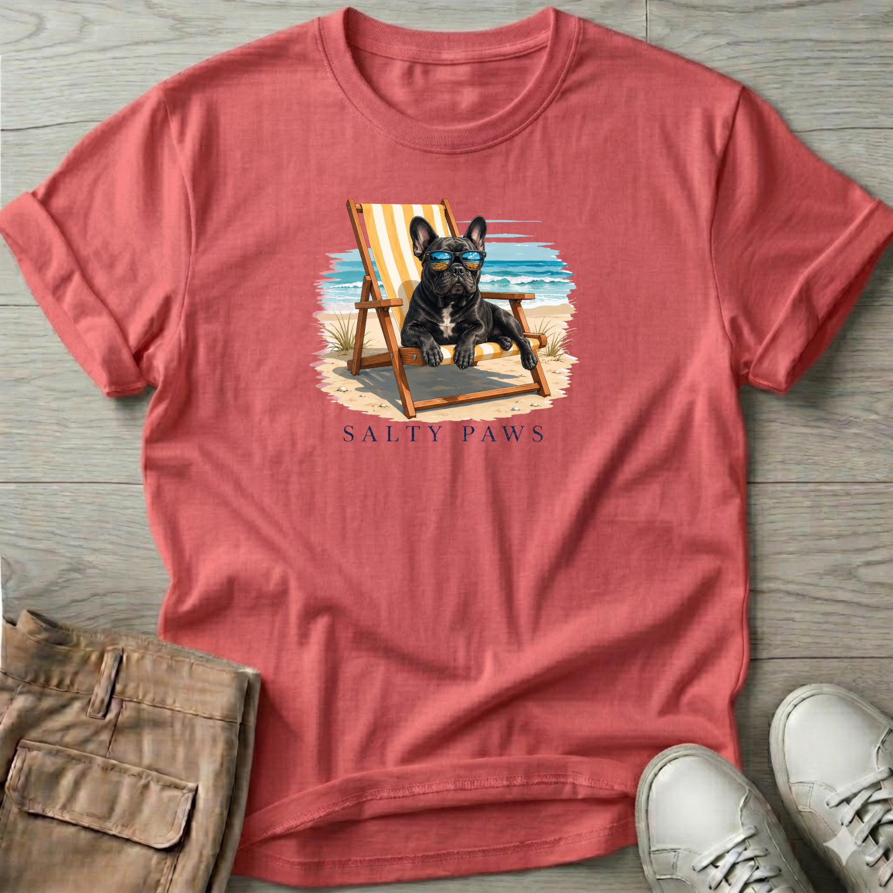 Frenchie Beach Chair Dog T-Shirt