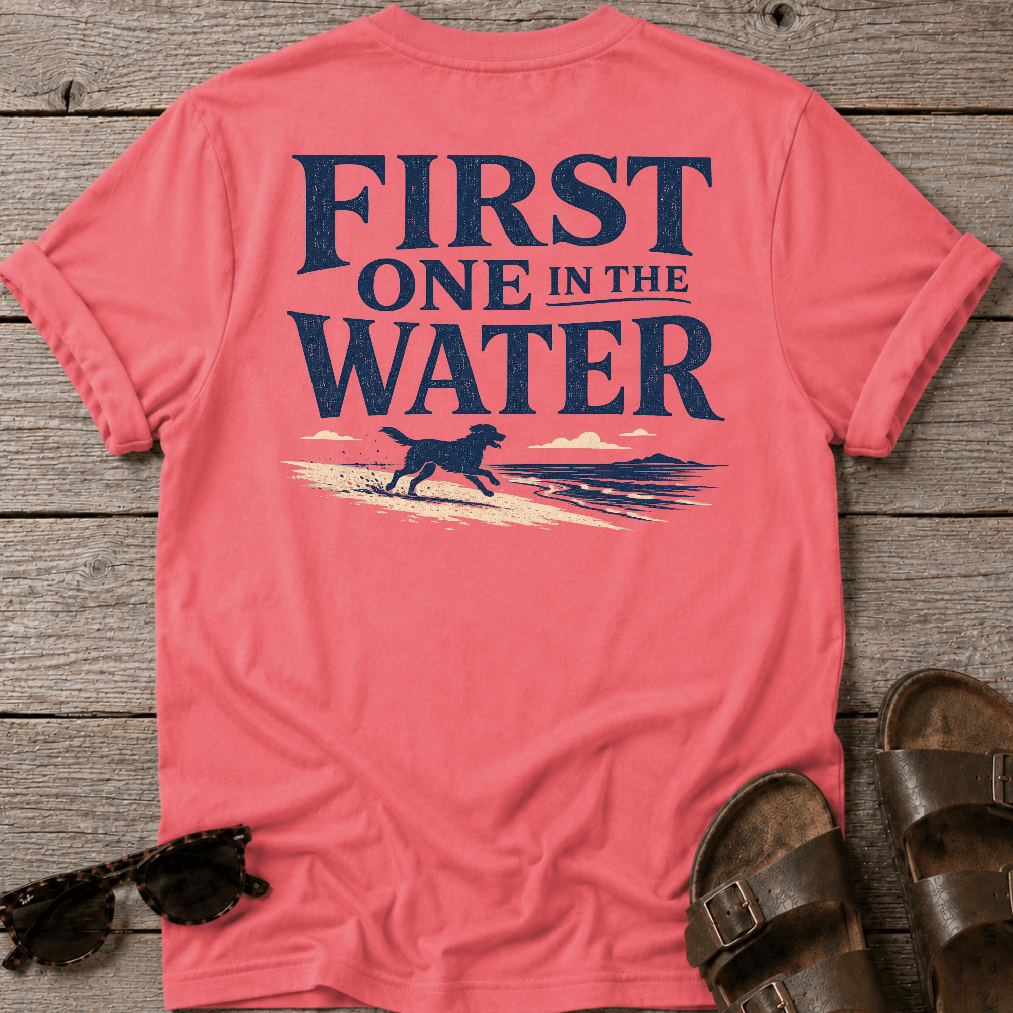 First One in the Water Dog BACK DESIGN T-Shirt