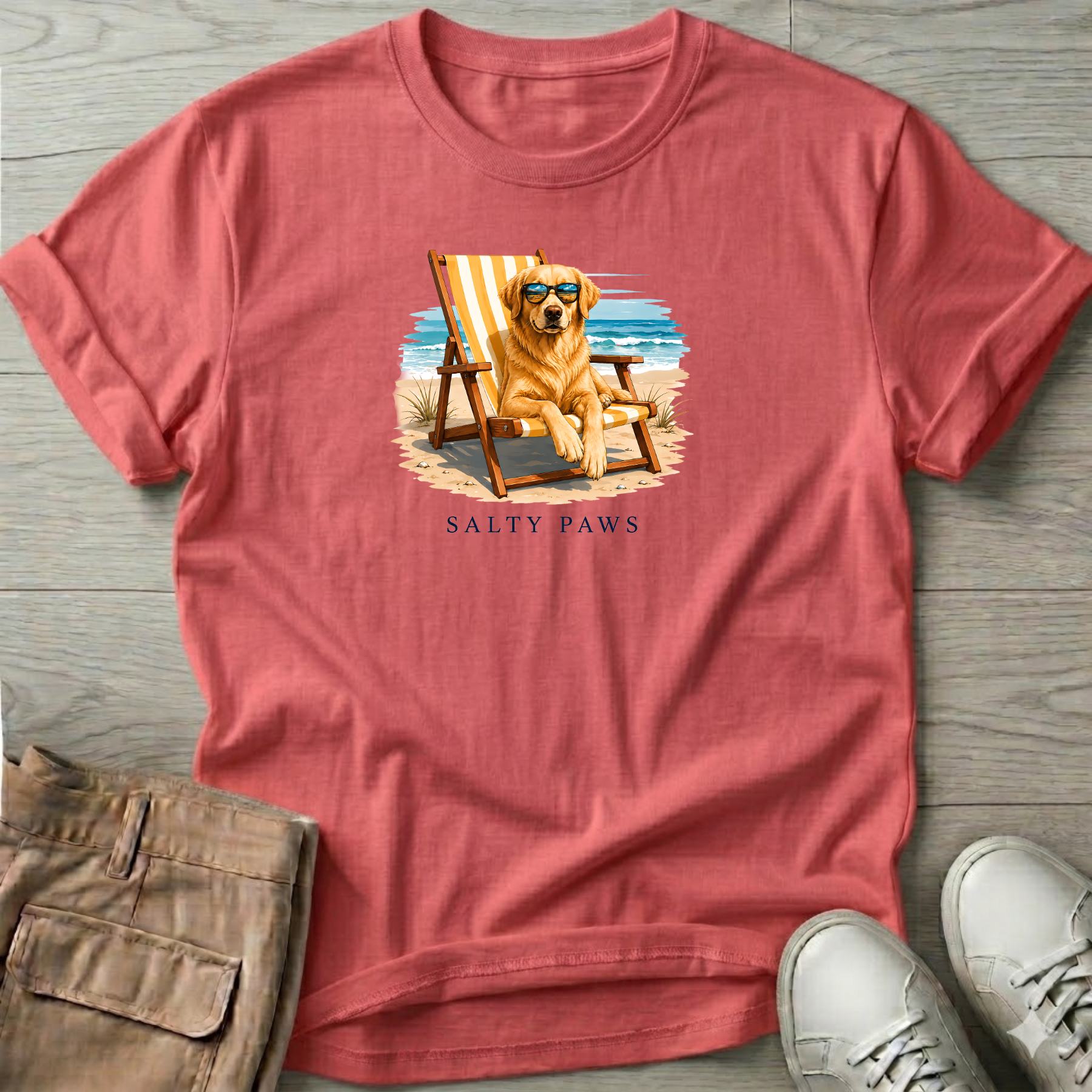 Golden Retriever Beach Chair Dog T-Shirt