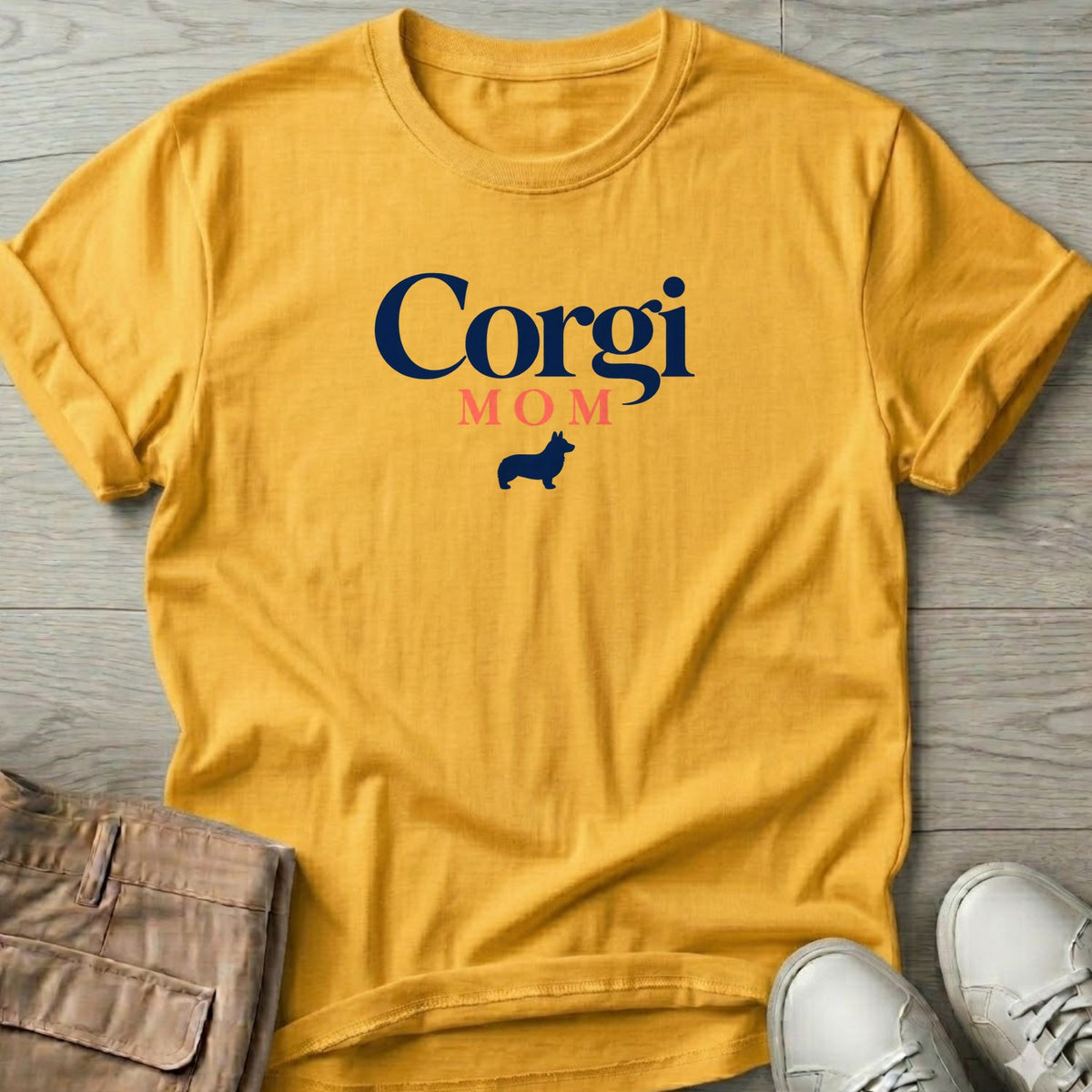 Corgi Mom T-Shirt in Daisy, Salty Paws coastal t-shirt