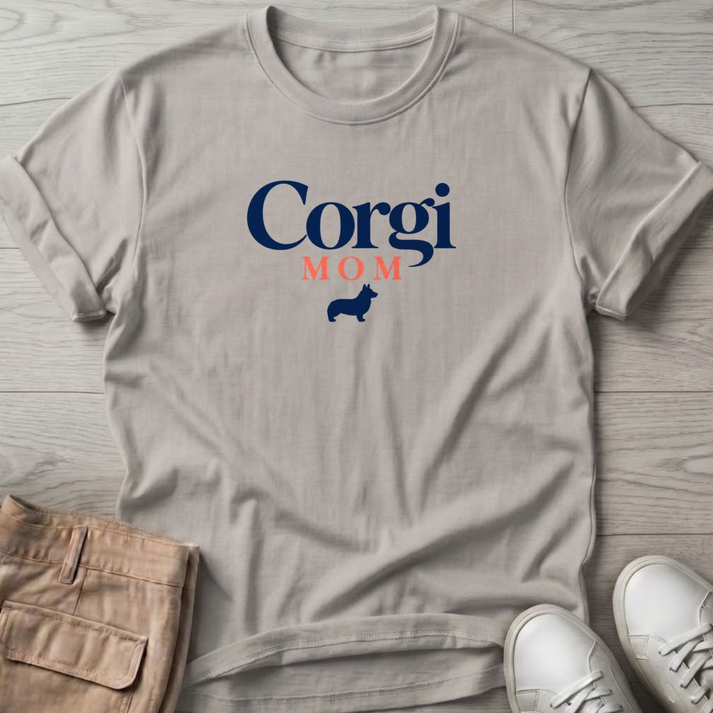Corgi Mom T-Shirt in Ice Grey, Salty Paws coastal t-shirt