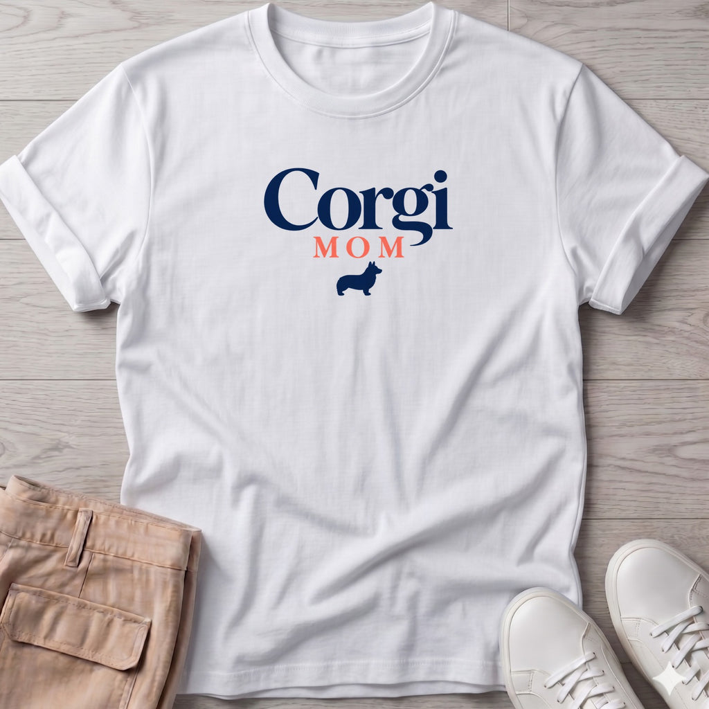 Corgi Mom T-Shirt in White, Salty Paws coastal t-shirt