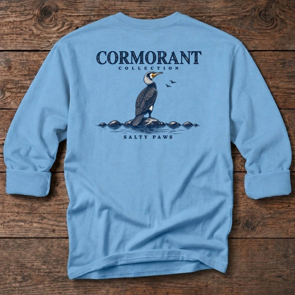 Cormorant Back Design long sleeve in Carolina Blue