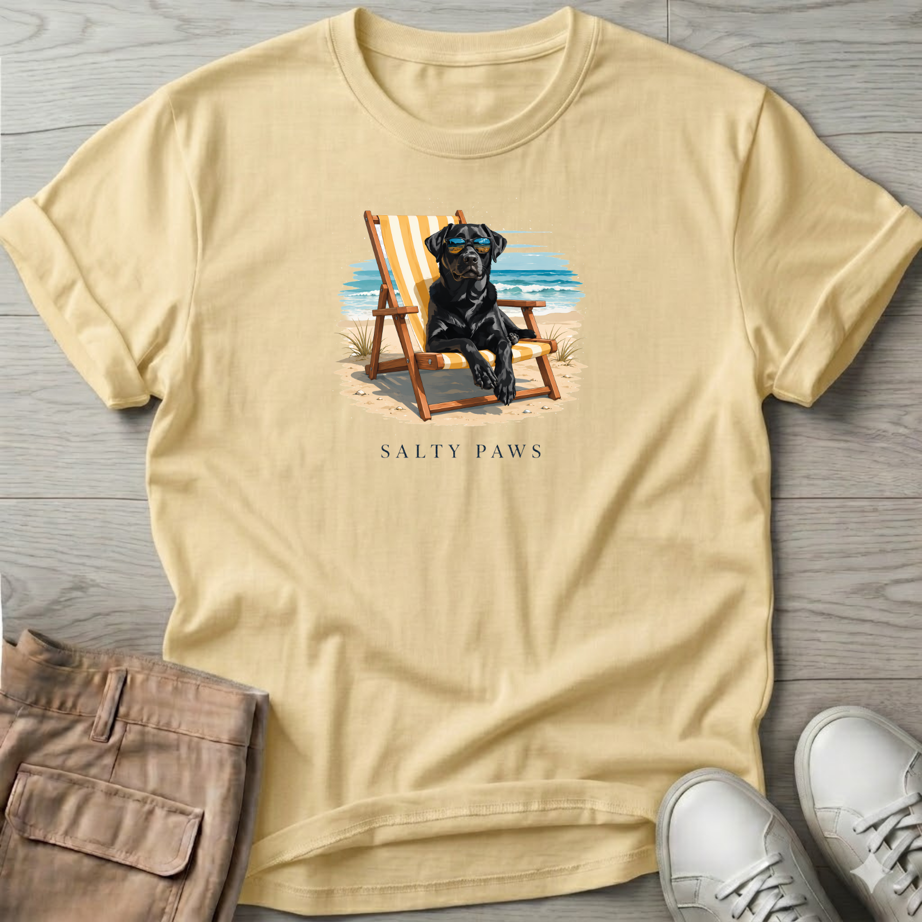 Black Lab Beach Chair Dog T-Shirt