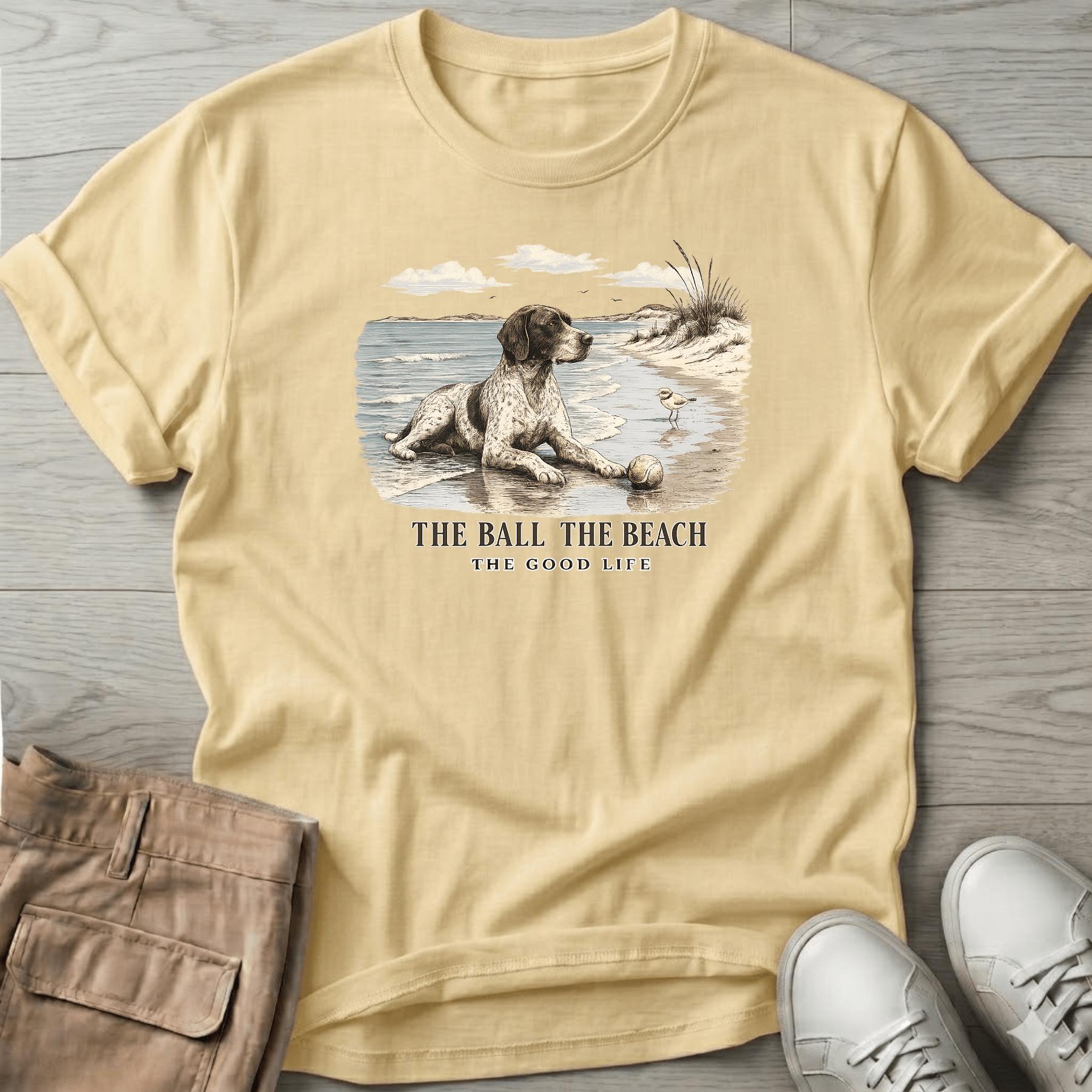 Ball Beach & Shorthair Pointer Dog T-Shirt