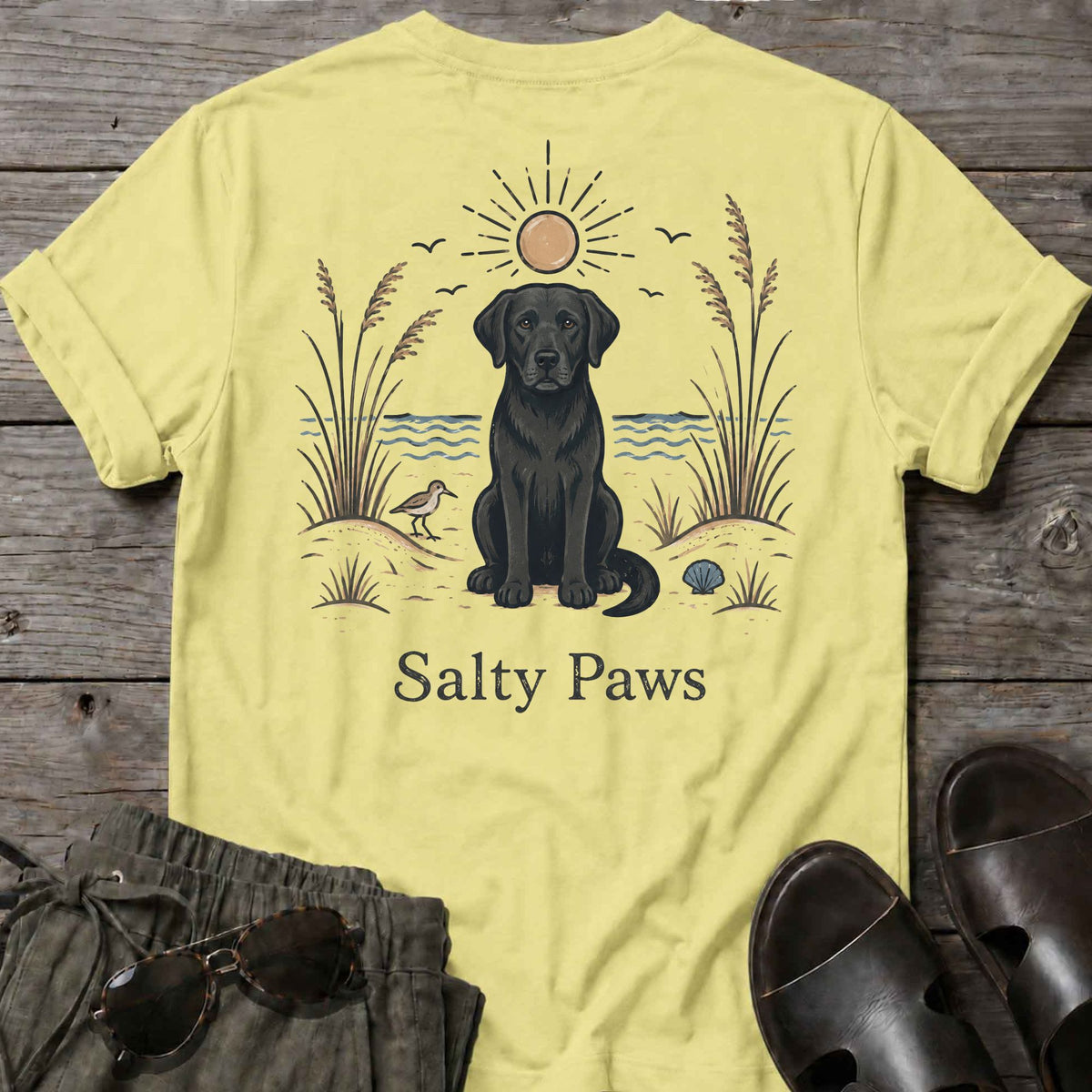Black Lab Sunshine Back Design T-Shirt
