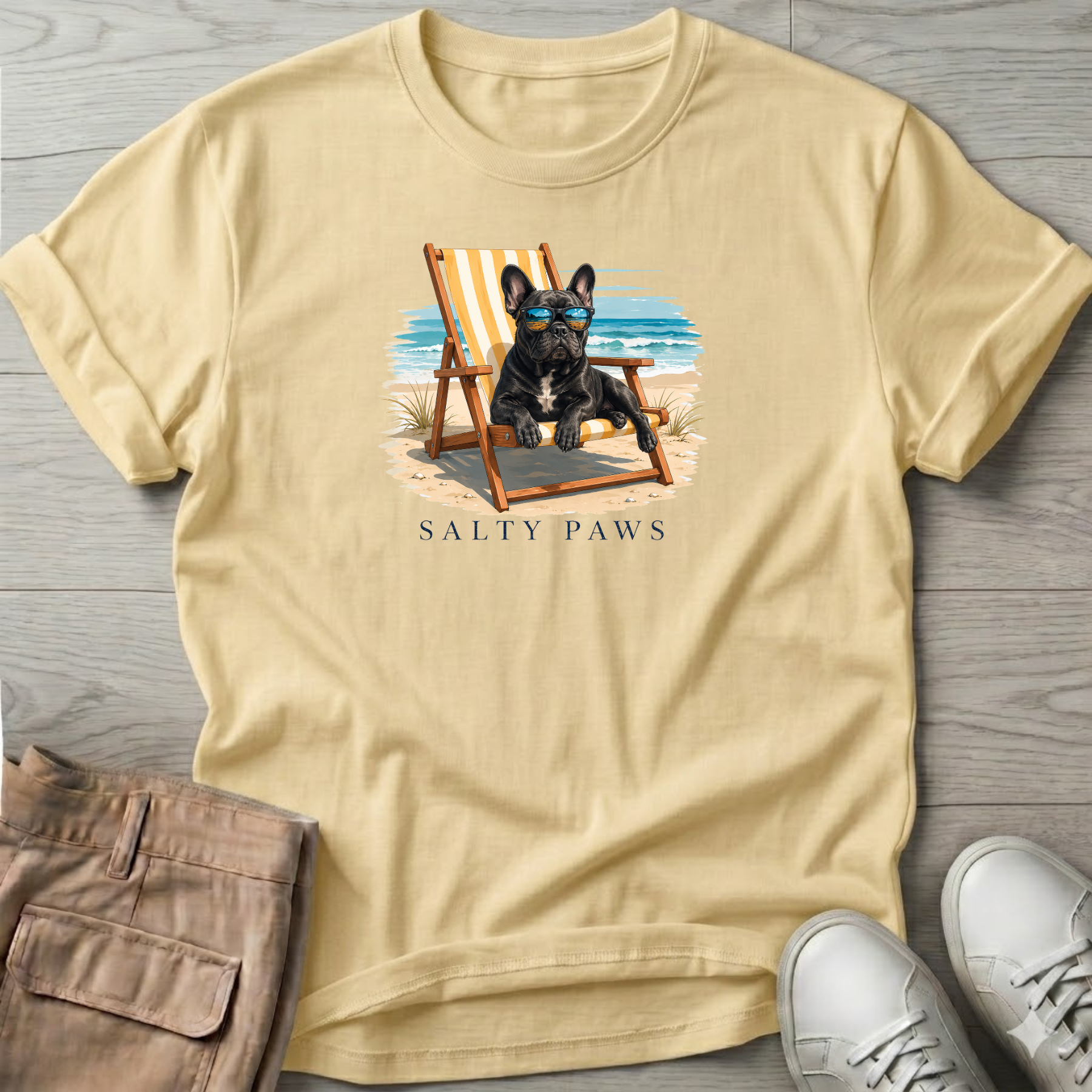 Frenchie Beach Chair Dog T-Shirt