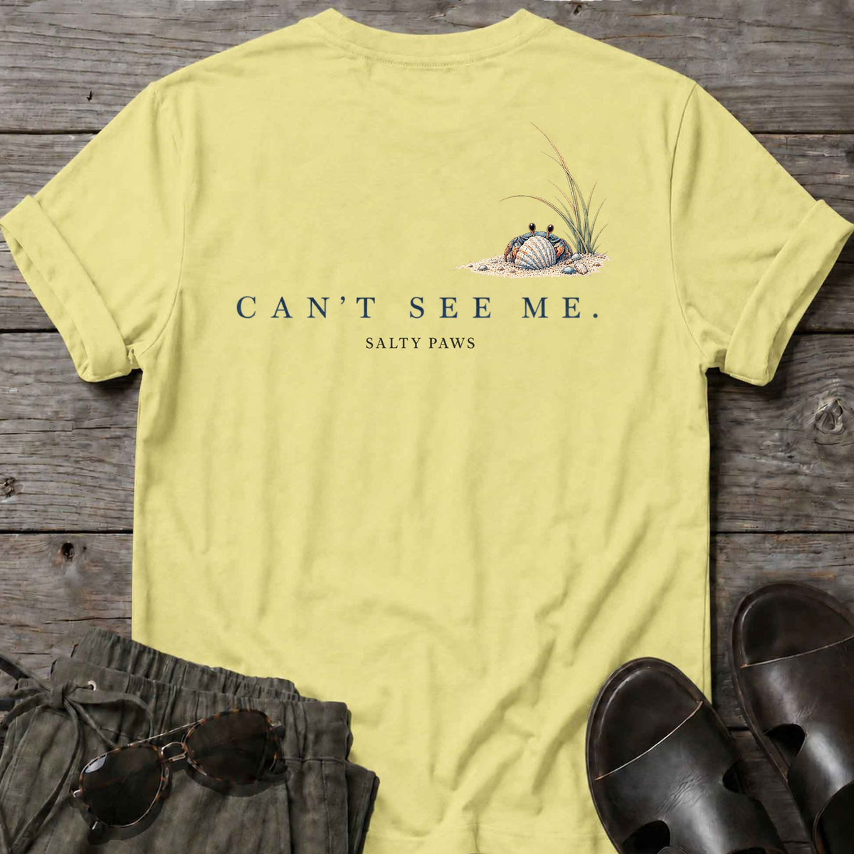 Can't See Me Crab Back Design T-Shirt