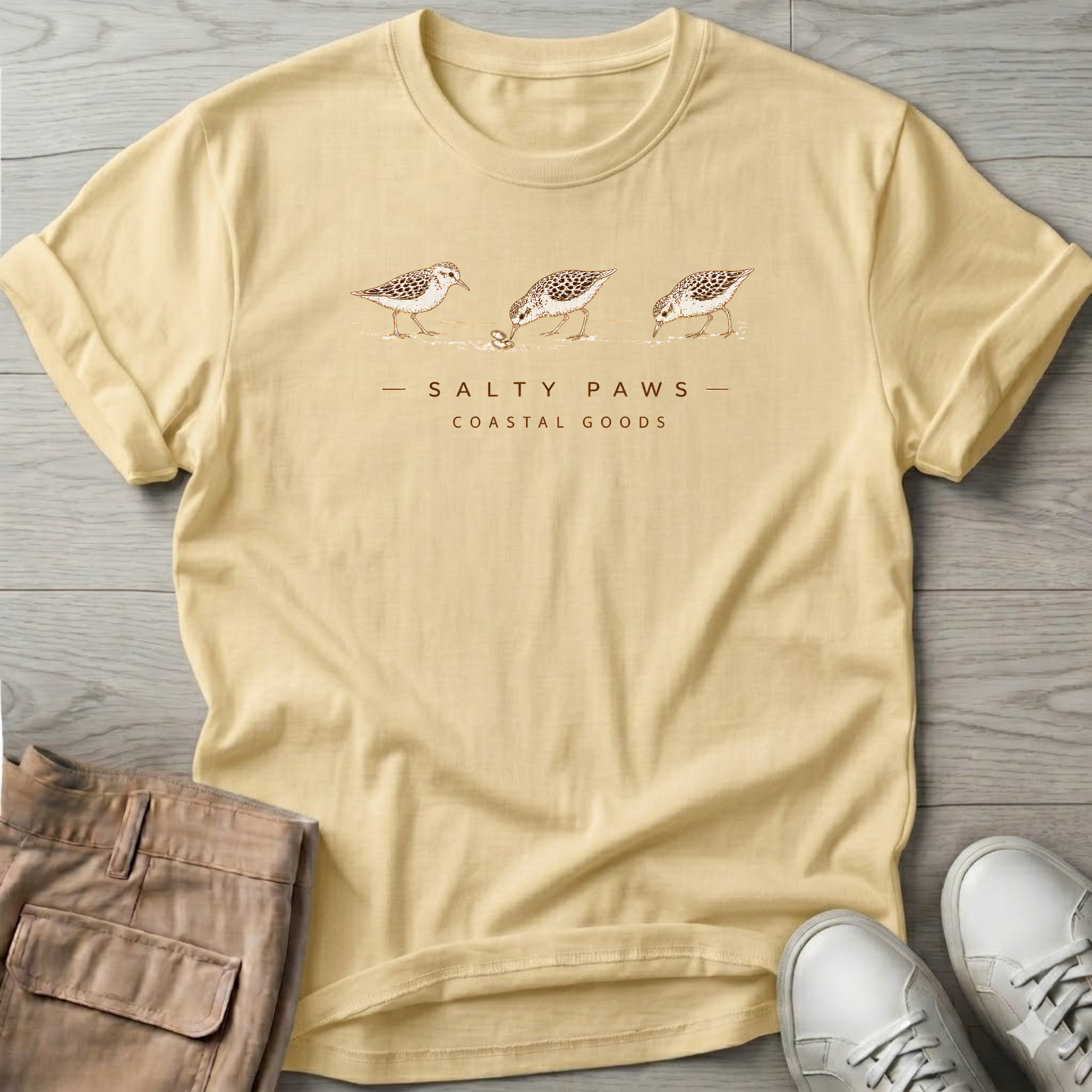 Sandpipers Sharing a Clam T-Shirt
