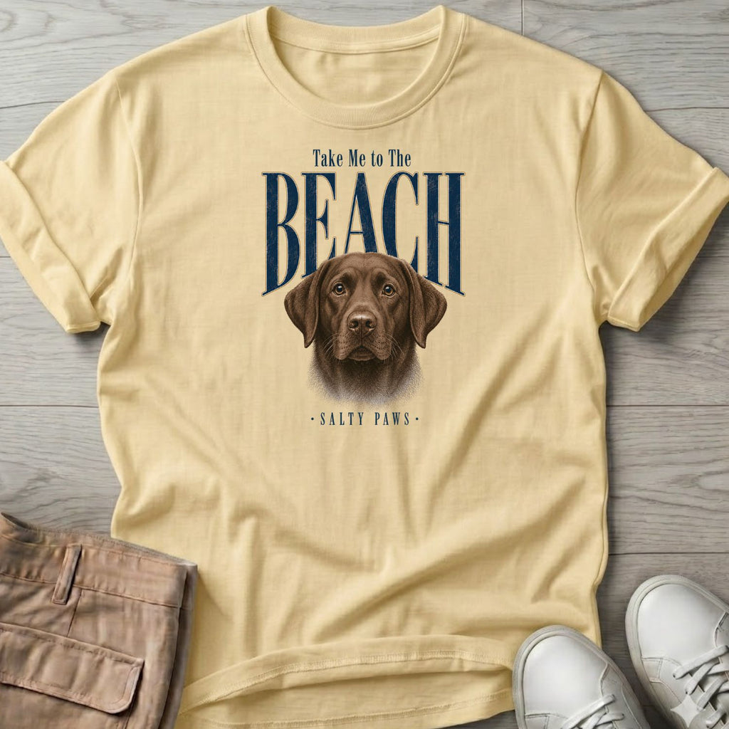 Chocolate Labrador Take me to the Beach Dog T-Shirt