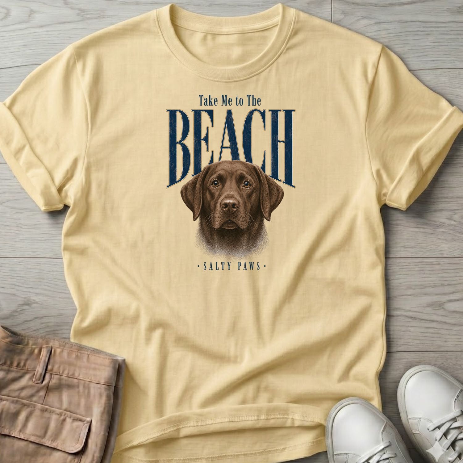 Chocolate Labrador Take me to the Beach Dog T-Shirt