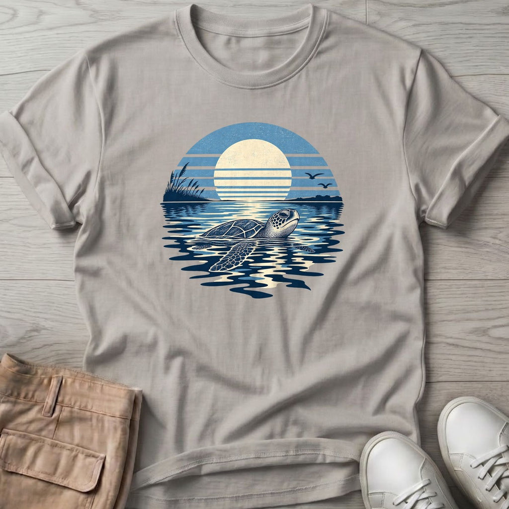 Moonlit Sea Turtle T-Shirt in Ice Grey