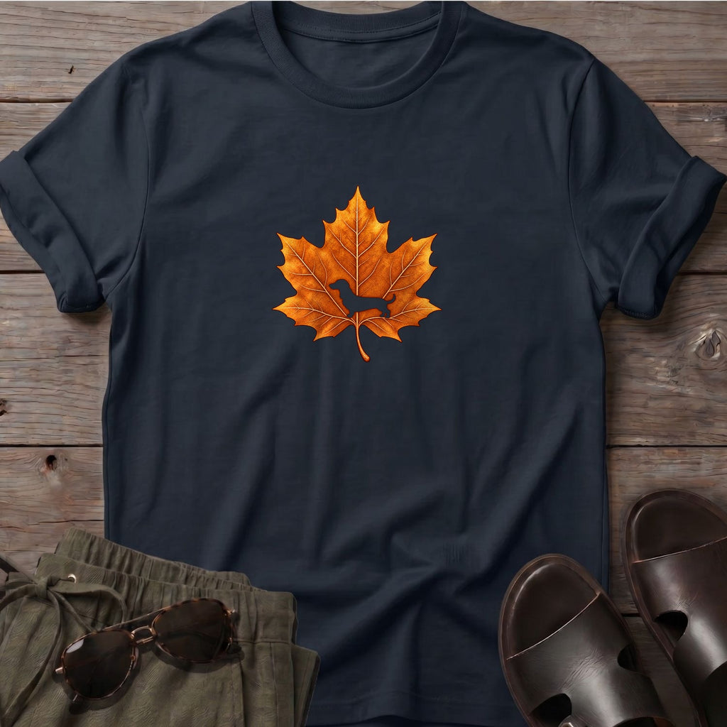 Dachshund Leaf T-Shirt in Black, Salty Paws coastal t-shirt