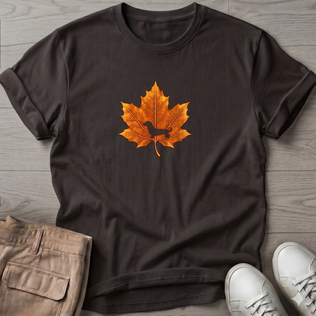 Dachshund Leaf T-Shirt in Dark Chocolate, Salty Paws coastal t-shirt