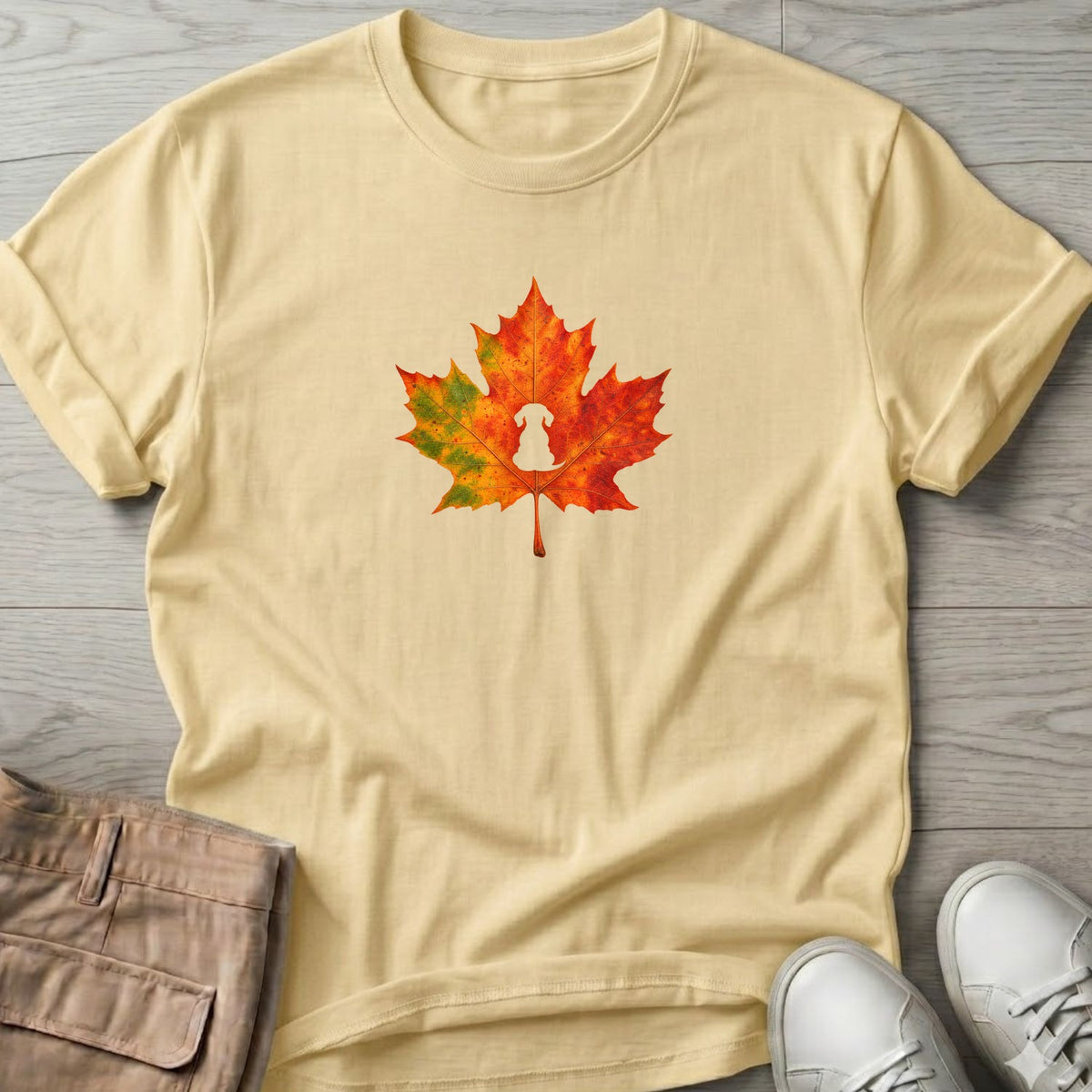 Dachshund Leaf T-Shirt in Cornsilk, Salty Paws coastal t-shirt