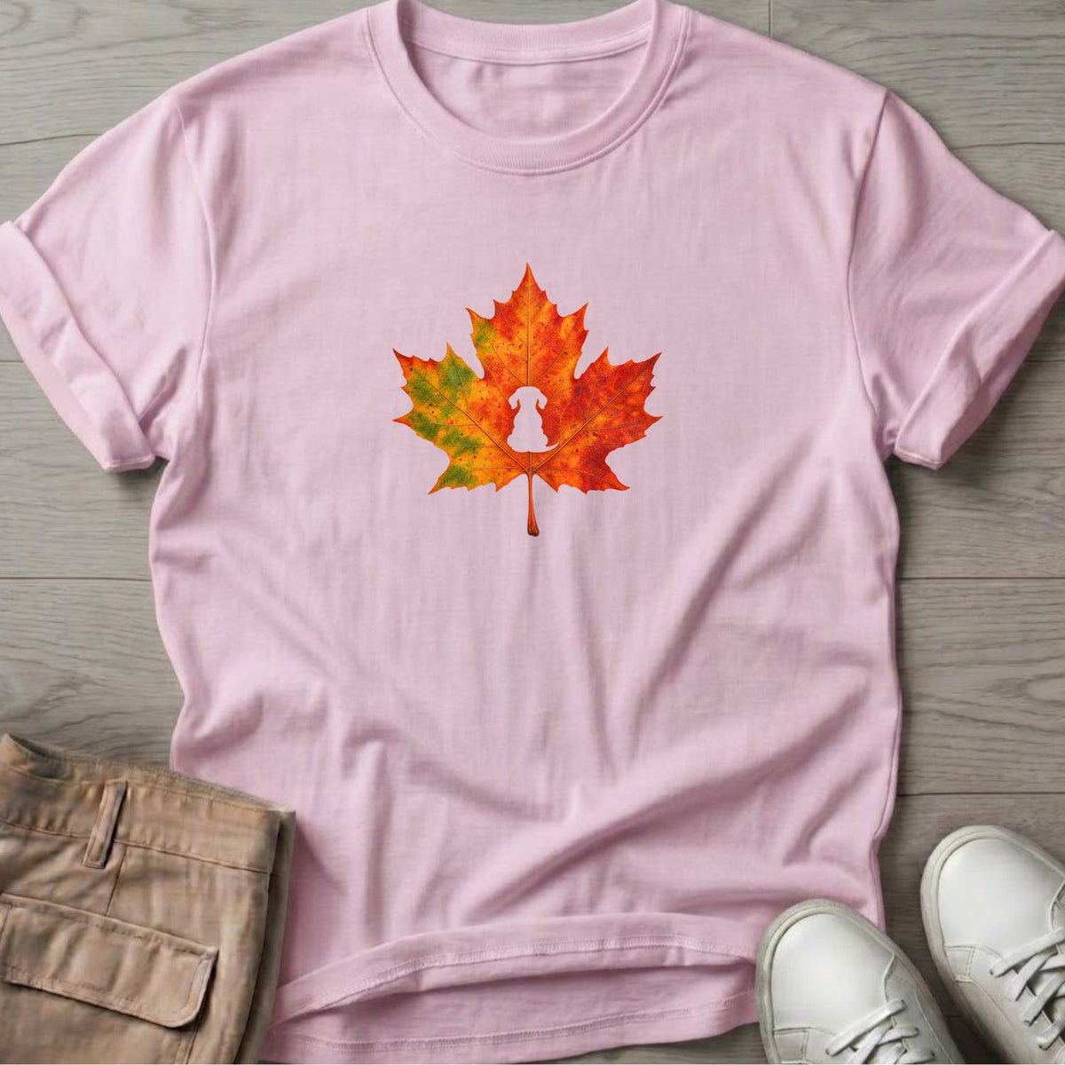 Dachshund Leaf T-Shirt in Light Pink, Salty Paws coastal t-shirt