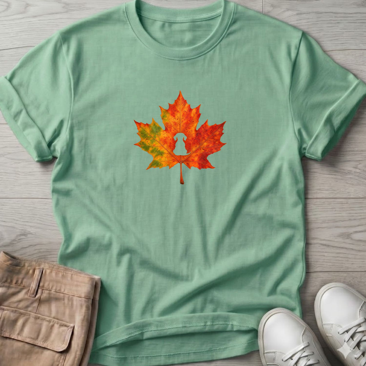 Dachshund Leaf T-Shirt in Mint Green, Salty Paws coastal t-shirt